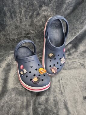 Crocs Crocband Mens 7 Women 9 Clogs Navy Red & White Outer Sole